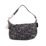 COACH logo hobo shoulder bag with chain strap, black and silver