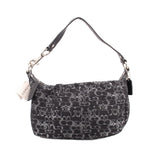 COACH logo hobo shoulder bag with chain strap, black and silver