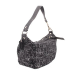 COACH logo hobo shoulder bag with top handle, black with silver pattern