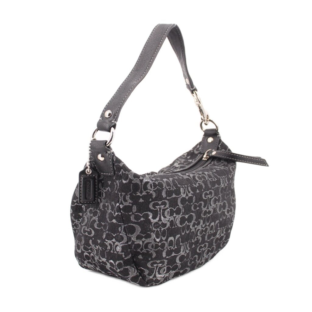 Logo print hobo shoulder bag with wide strap, front zip pocket and dangling tag