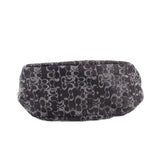 Logo print hobo shoulder bag back view with rounded bottom and top seam