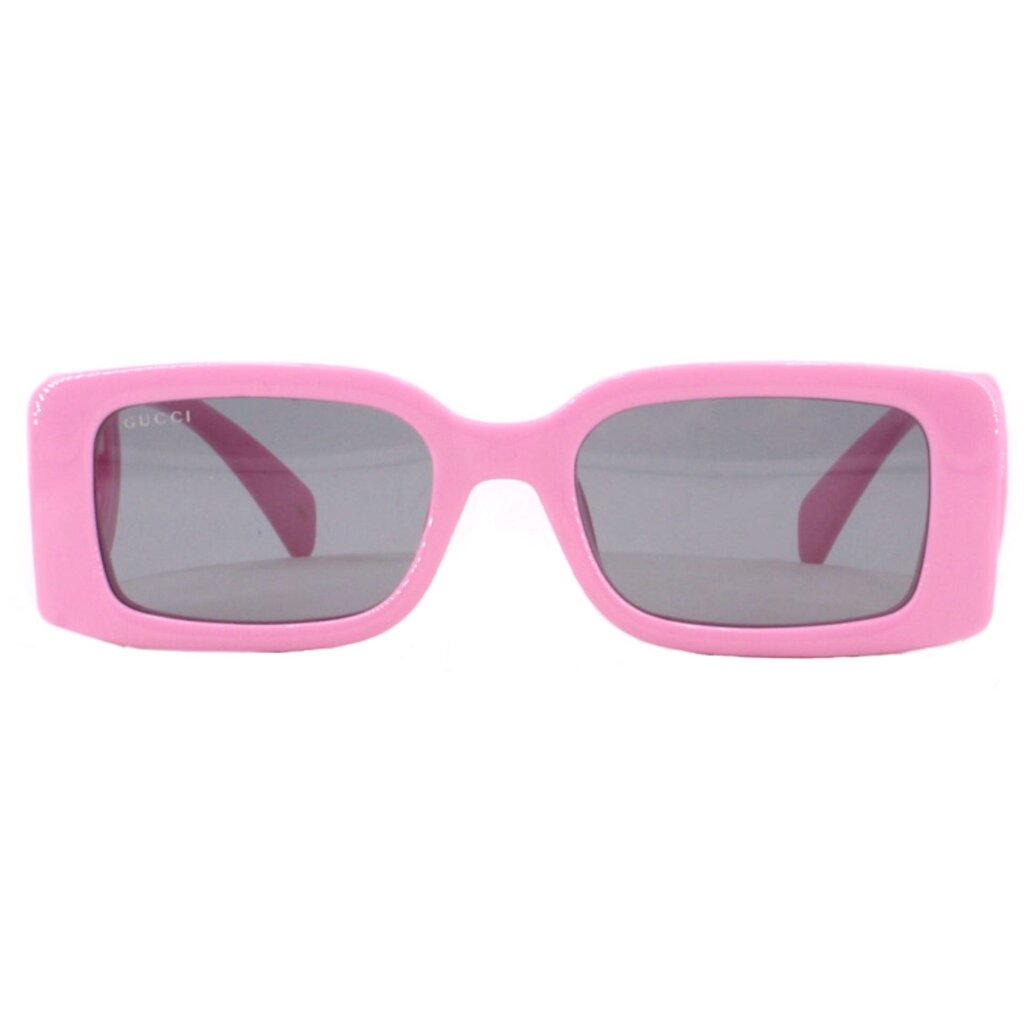 GUCCI pink square sunglasses with dark lenses and thick frame