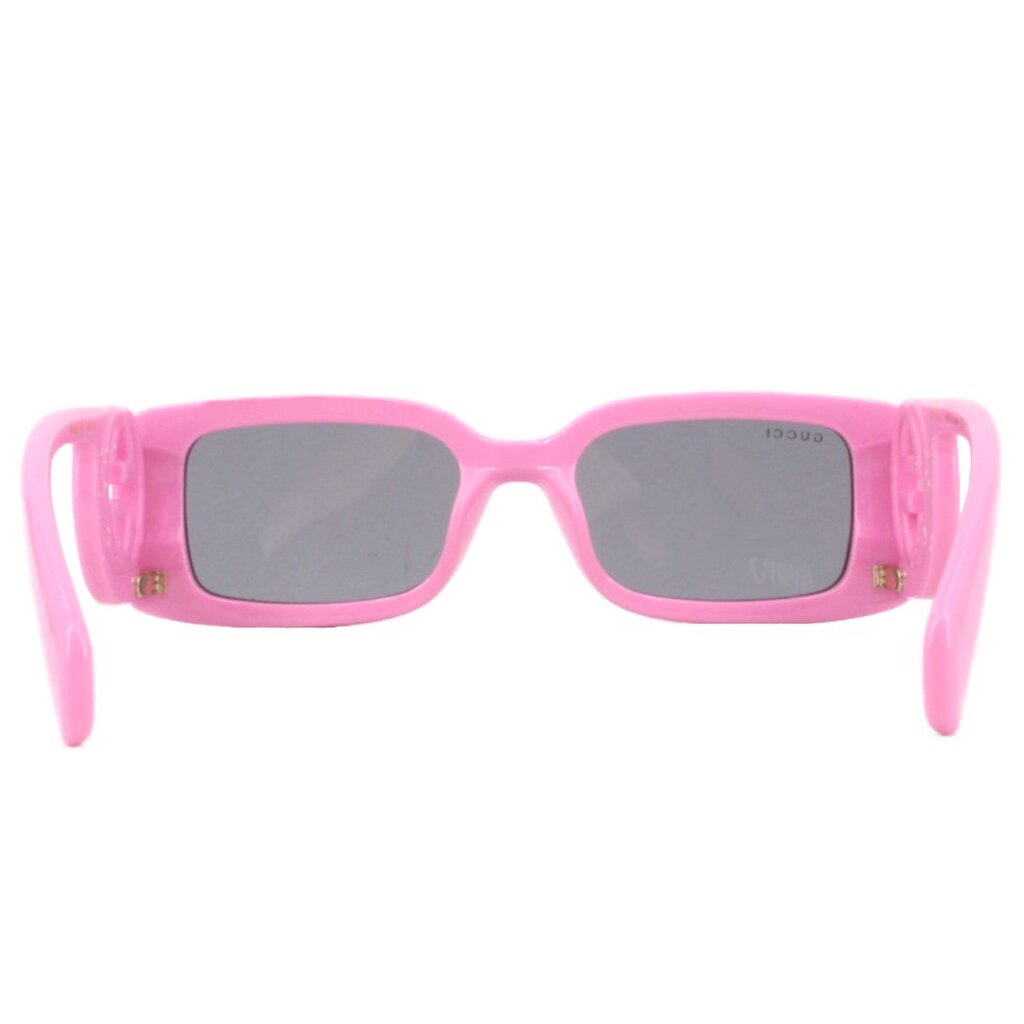 GUCCI pink rectangular sunglasses with dark lenses and gold-tone hinges