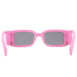 GUCCI pink rectangular sunglasses with dark lenses and gold-tone hinges