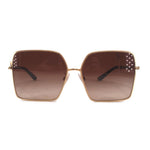 Gold square sunglasses with dark brown gradient lenses, full frame