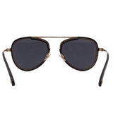 Black cat-eye sunglasses with dark lenses and gold-tone rim detailing