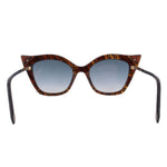FENDI tortoise cat-eye sunglasses front view with FF logo and gray lenses