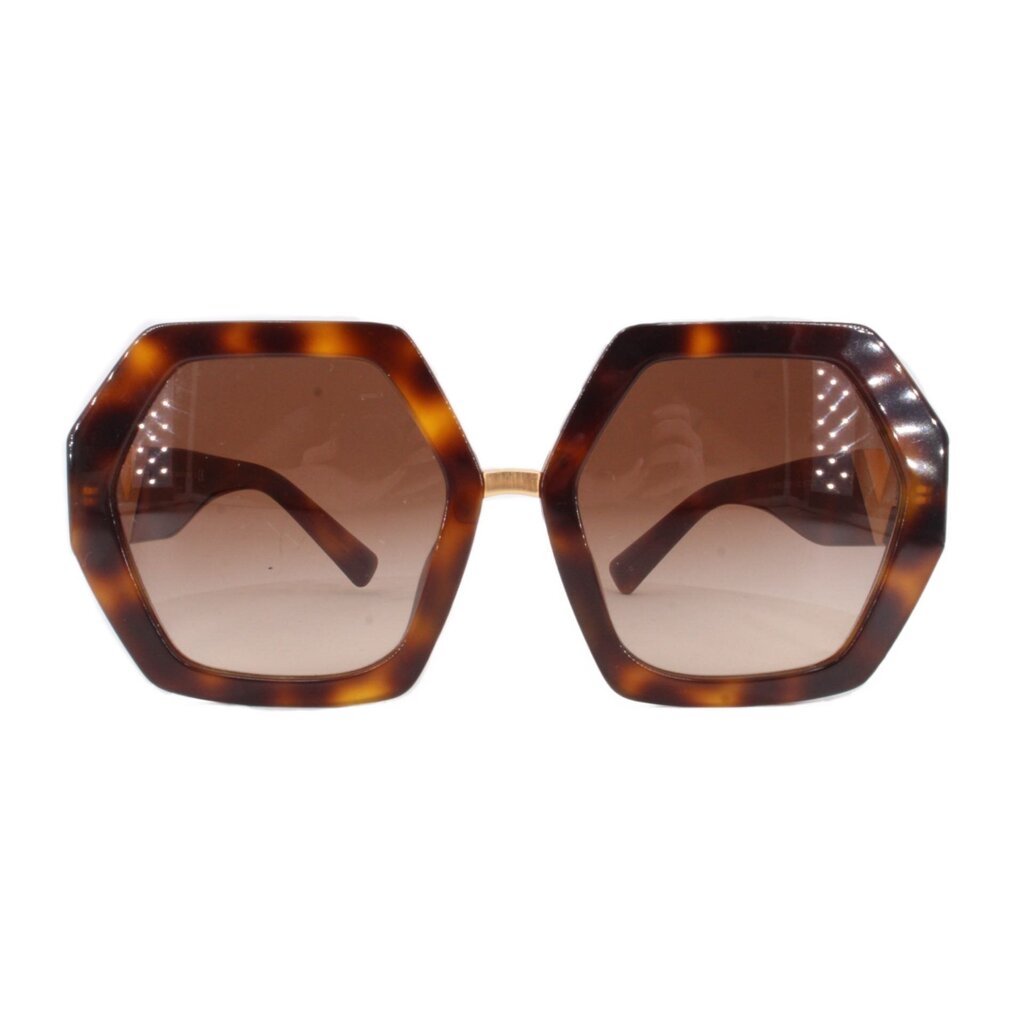 VALENTINO tortoise sunglasses with angular frames and brown gradient lenses, front view