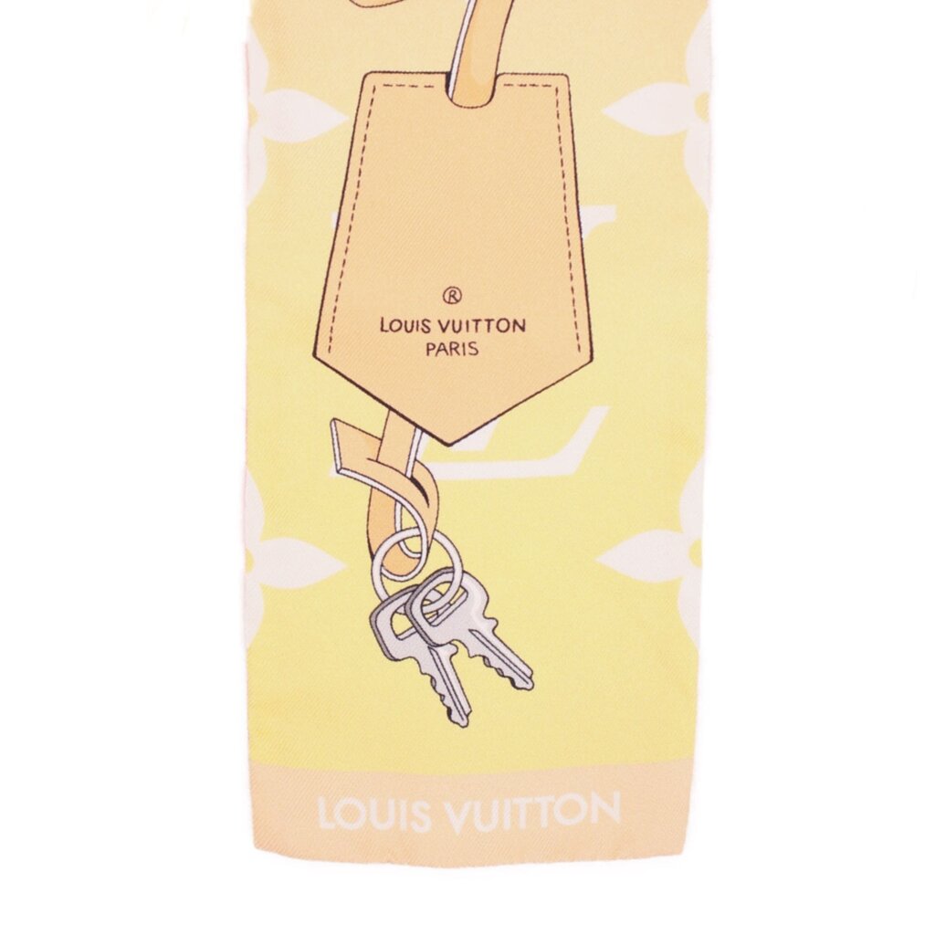LOUIS VUITTON bandeau scarf detail with keys charm print and Paris logo