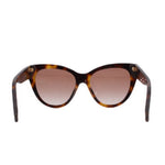 Tortoise sunglasses with tinted pink lenses and dark temples