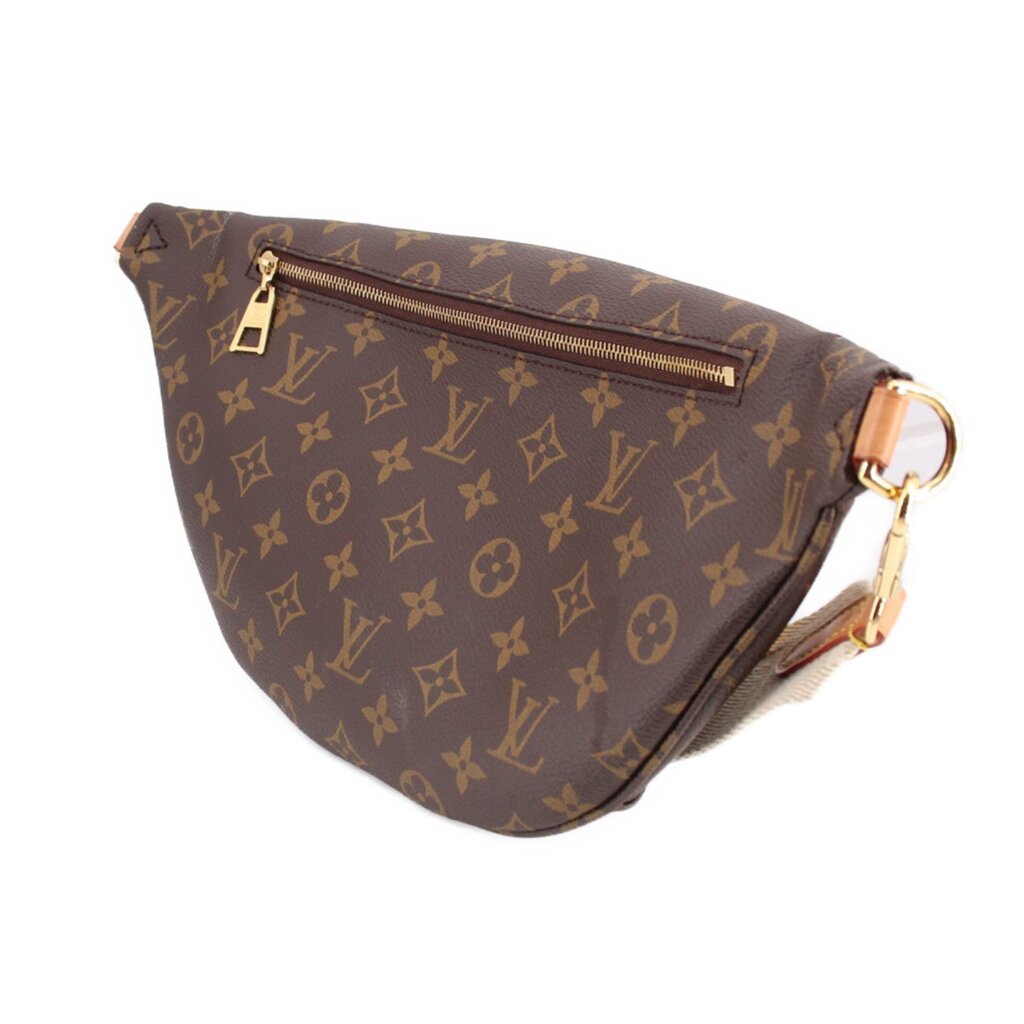 Monogram belt bag with front zip and gold-tone ring strap hardware