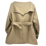BURBERRY COLLARLESS TRENCH OUTERWEAR KHAKI S