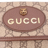 Gucci crossbody front patch with lion head emblem and Gucci lettering on leather