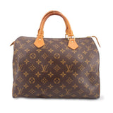 LOUIS VUITTON Speedy 30 vintage handle bag with monogram canvas and tan leather straps