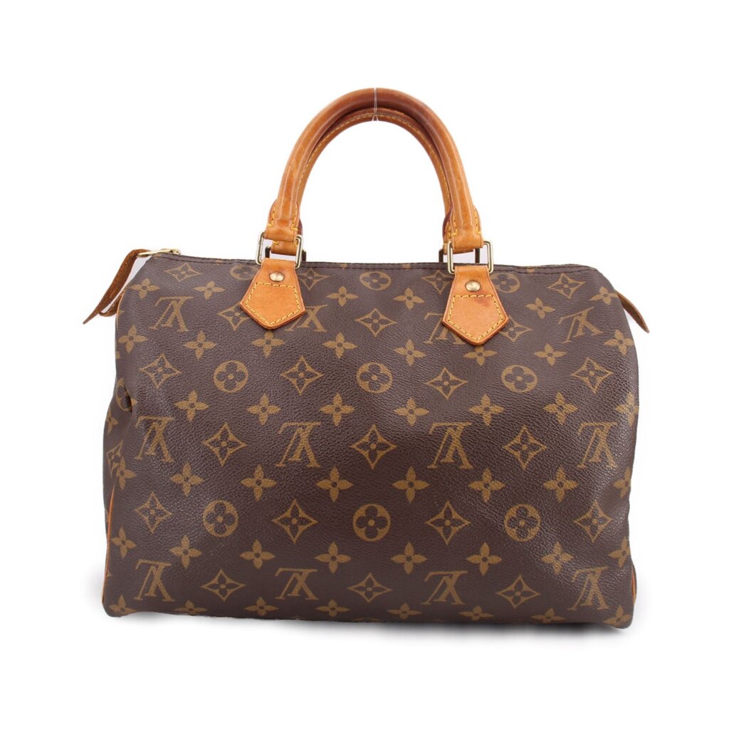 LOUIS VUITTON Speedy 30 vintage handle bag with monogram canvas and tan leather tabs