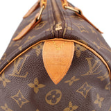 LOUIS VUITTON Speedy 30 bag interior badge and stitched edge with monogram lining