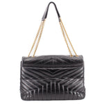 Black quilted large shoulder bag with top flap and gold-tone YSL emblem