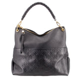 Black empriente hobo crossbody bag with top zip pocket, gold hardware, monogram embossing