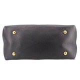 Black empriente hobo crossbody bag base view with two gold stud feet