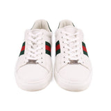 Pair of GUCCI Ace lace-up sneakers in white with green and red web stripe