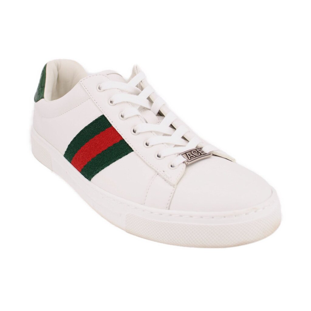 GUCCI Ace low-top sneakers in white leather with green and red stripe detail