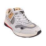 GUCCI Ultrapace sparkling fabric sneakers in silver with lace-up and red outsole detail