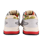 GUCCI Ultrapace silver sneakers with floral fabric lining and red heel and outsole accents