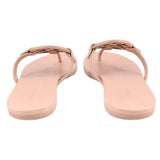 Tory Burch nude Miller sandals, open toe with logo cutout straps and flat sole