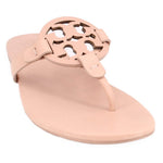 Tory Burch nude Miller thong sandals with cutout logo strap and flat sole