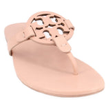 Tory Burch nude Miller thong sandals with cutout logo strap and flat sole