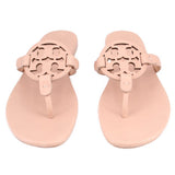 Tory Burch nude Miller flip-flop sandals, two-toe thong with cutout logo strap