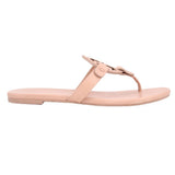 Tory Burch nude Miller thong sandals, flat sole with cutout logo strap