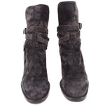 LOUBOUTIN gray suede ankle boots, pair shown from front