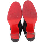 LOUBOUTIN gray ankle boots showing red rubber outsoles