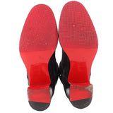 LOUBOUTIN gray ankle boots showing red rubber outsoles