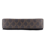 Triomphe monogram crossbody bag base view, flat bottom, dark brown and tan