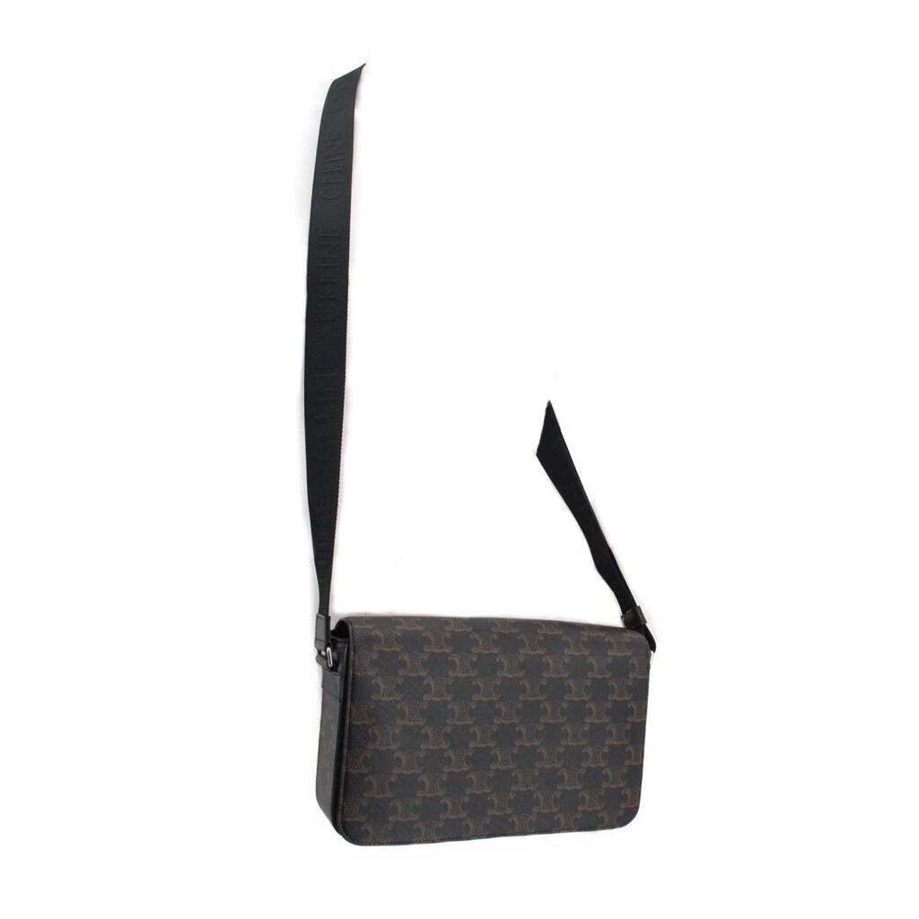 Triomphe monogram crossbody bag with long strap, small rectangular profile