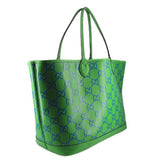 GUCCI GG large tote bag in green with navy GG monogram print and structured base