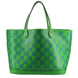 GUCCI GG large tote bag, green with navy GG monogram pattern and double top handles