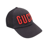 Black baseball cap with red embroidered GUCCI logo