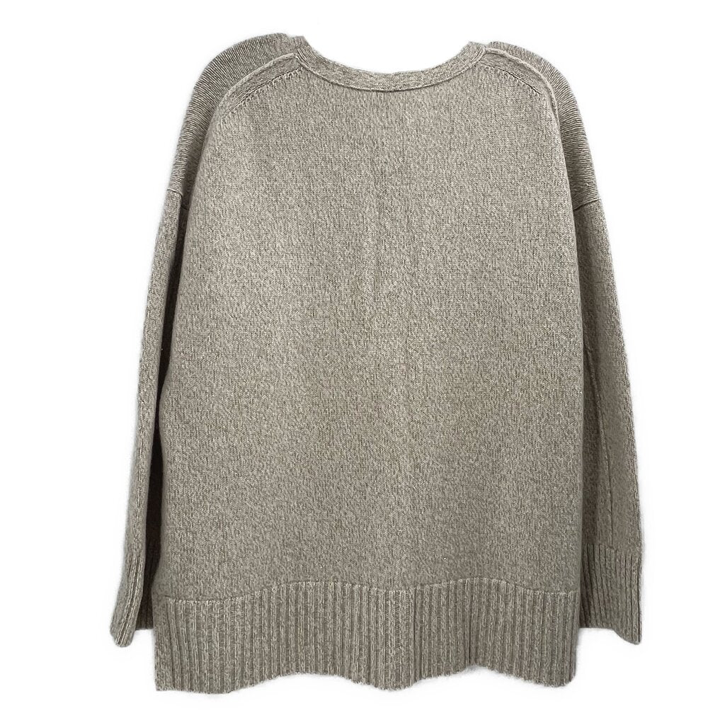 Crewneck knit sweater with sparkly texture, long sleeves, ribbed hem