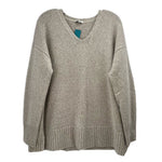 Long-sleeve V-neck knit sweater with sparkly texture, ribbed hem and cuffs