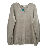 Long-sleeve V-neck knit sweater with sparkly texture, ribbed hem and cuffs