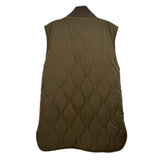 Reversible quilted vest back in olive green with diamond stitching