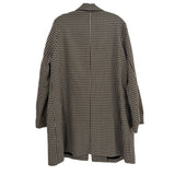 Tan houndstooth blazer back view with long sleeves and curved hem