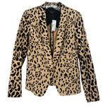 Tibi tan leopard-print blazer with notched lapels and front flap pockets