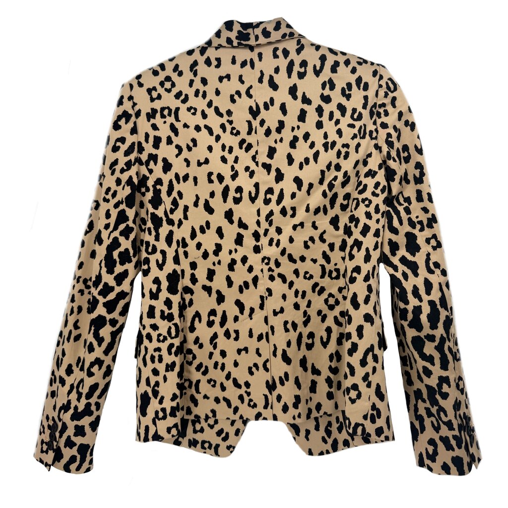 Tibi tan leopard-print blazer, back view with fitted seams