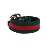 GUCCI Marmont web belt with green and red stripes and gold-tone buckle loop