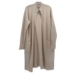 Athleta knit cardigan, cream, long sleeve, front patch pockets, ribbed trim