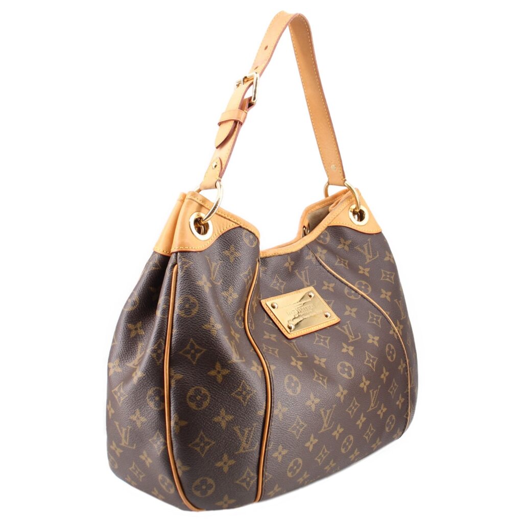 LOUIS VUITTON Galleria PM shoulder bag, monogram canvas with tan shoulder straps